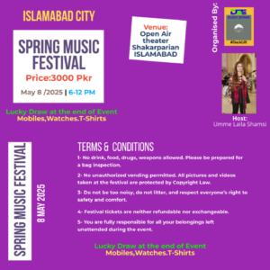 Event Ticket Islamabad City 8May Spring Music Festival